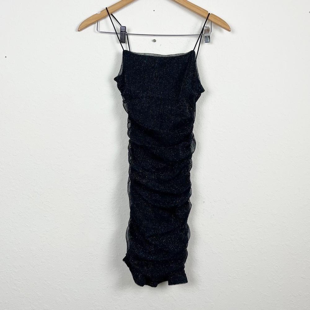 Hello Molly Black Glitter Open Back Mini Dress Size 6